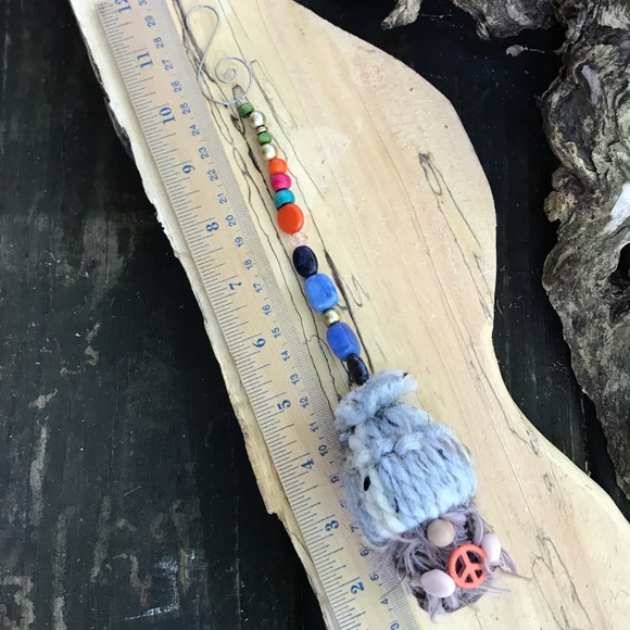 OOAK Gnome Handcrafted Peace Beaded Hippie Boho - Picture 5 of 6
